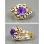 Amethystring mit Brillantbesatz, GG 585