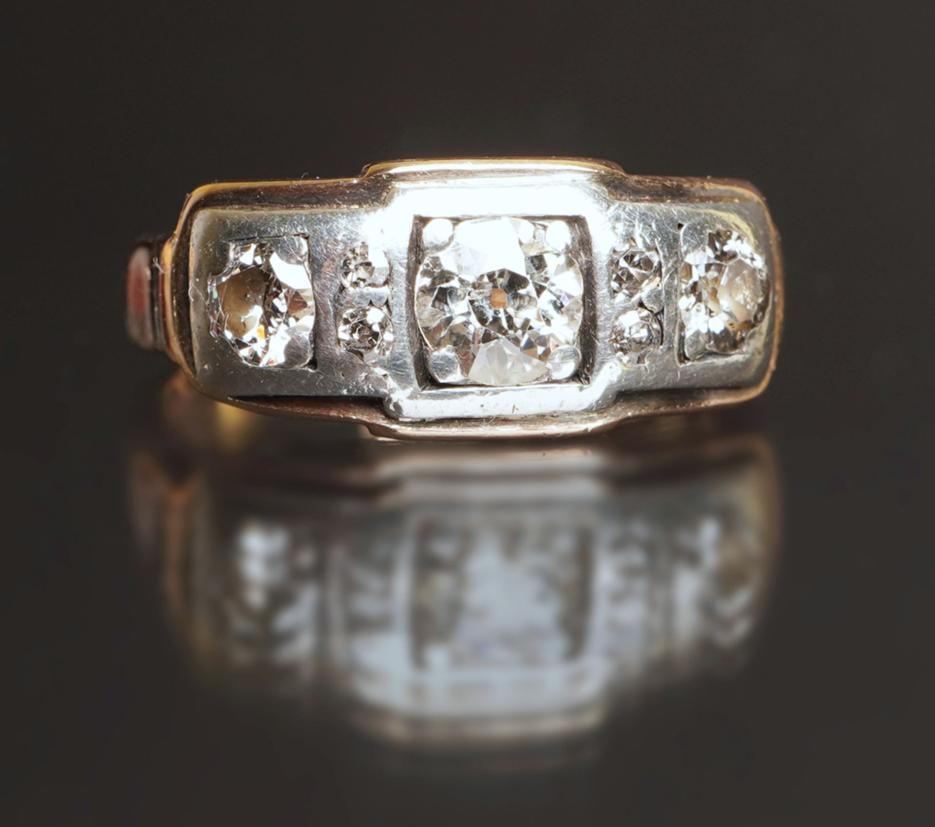 Ring mit Diamant im Altschliff, Gold 585 - Bild 3 aus 5