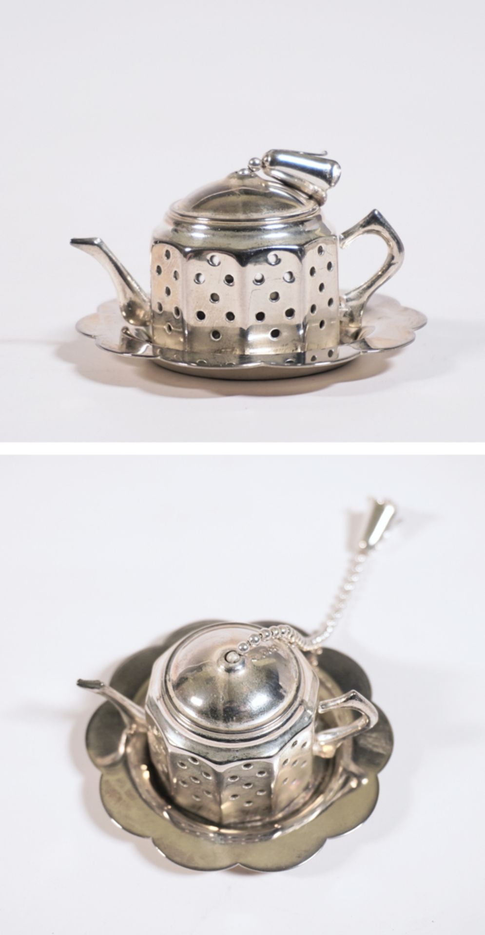 8 Miniatur-Löffel aus Silber und ein Tee-Ei - Bild 2 aus 5
