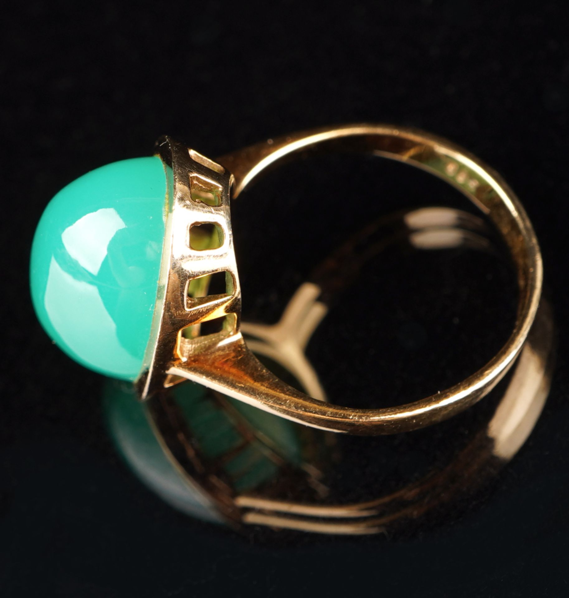 Ring mit Chrysopras, GG 585 - Bild 4 aus 5