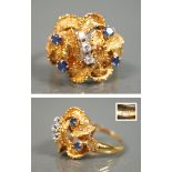 Ring mit Brillant- und Saphirbesatz, GG 750