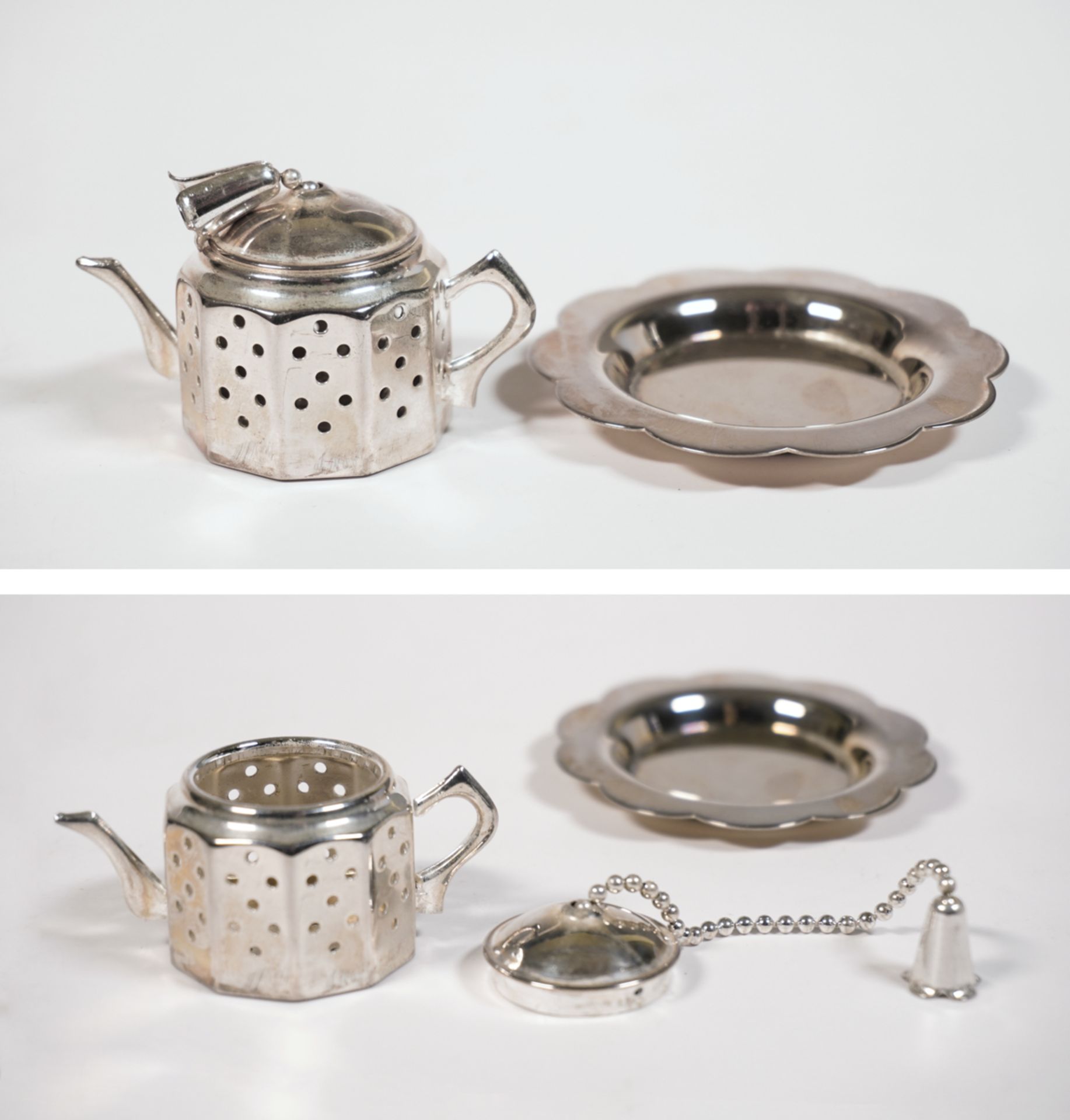 8 Miniatur-Löffel aus Silber und ein Tee-Ei - Bild 3 aus 5
