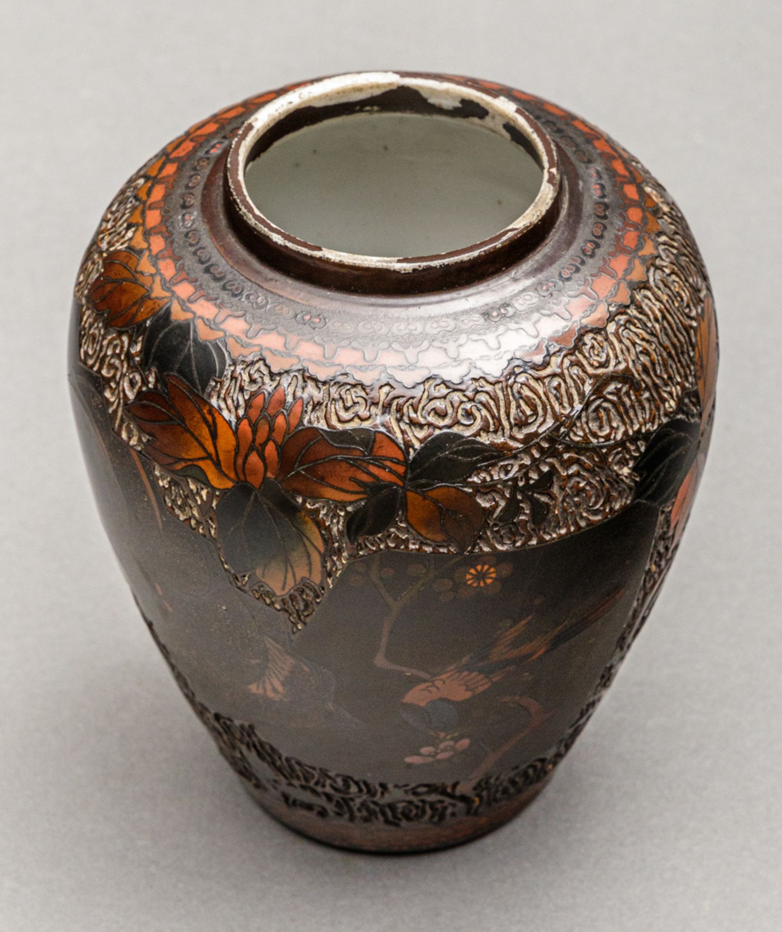Lackierte Porzellan Cloisonné 'Jitaisome Shippo'-Vase, Japan, Meiji-Zeit (1868-1912) - Bild 5 aus 5