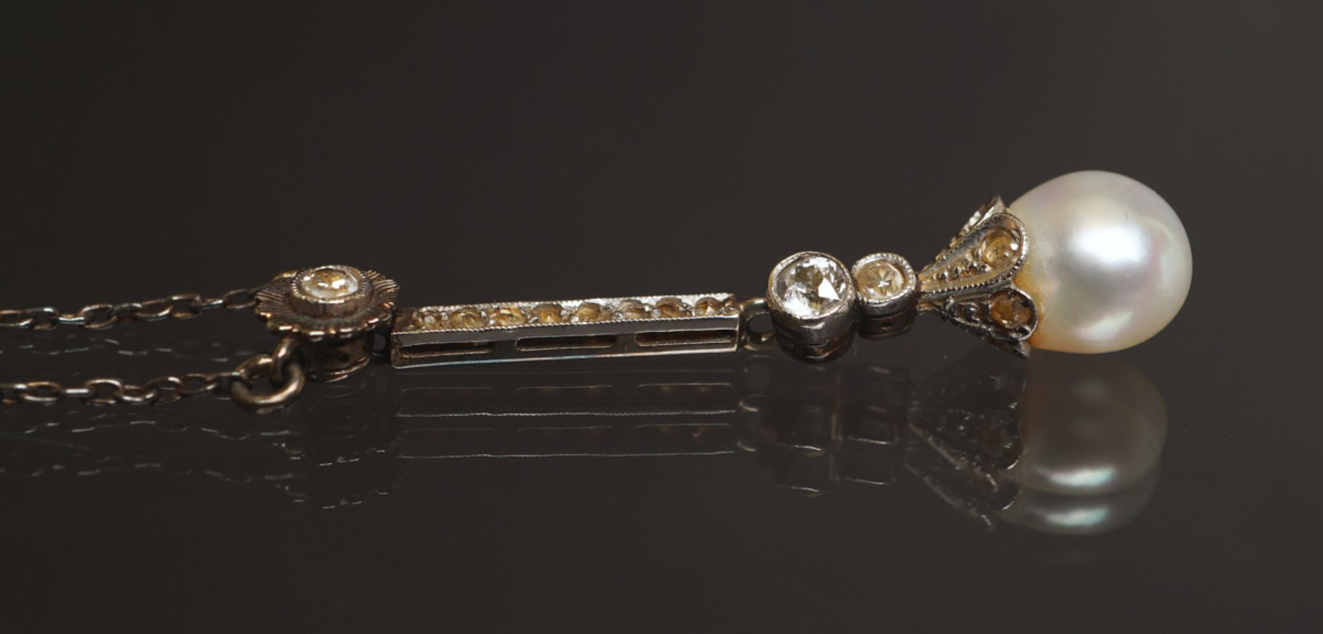 Collier mit Perle und Diamanten, WG 333 - Bild 5 aus 5