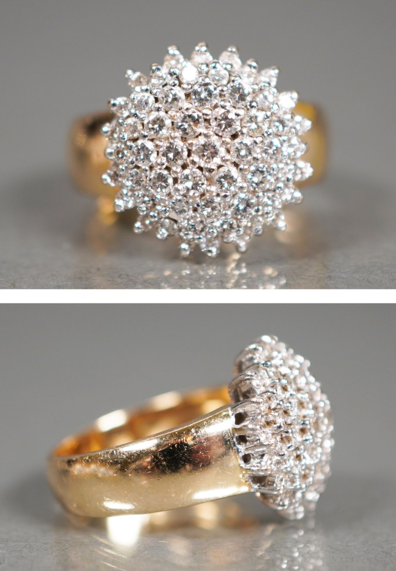 Ring mit dichtem Brillantbesatz, GG/WG 585