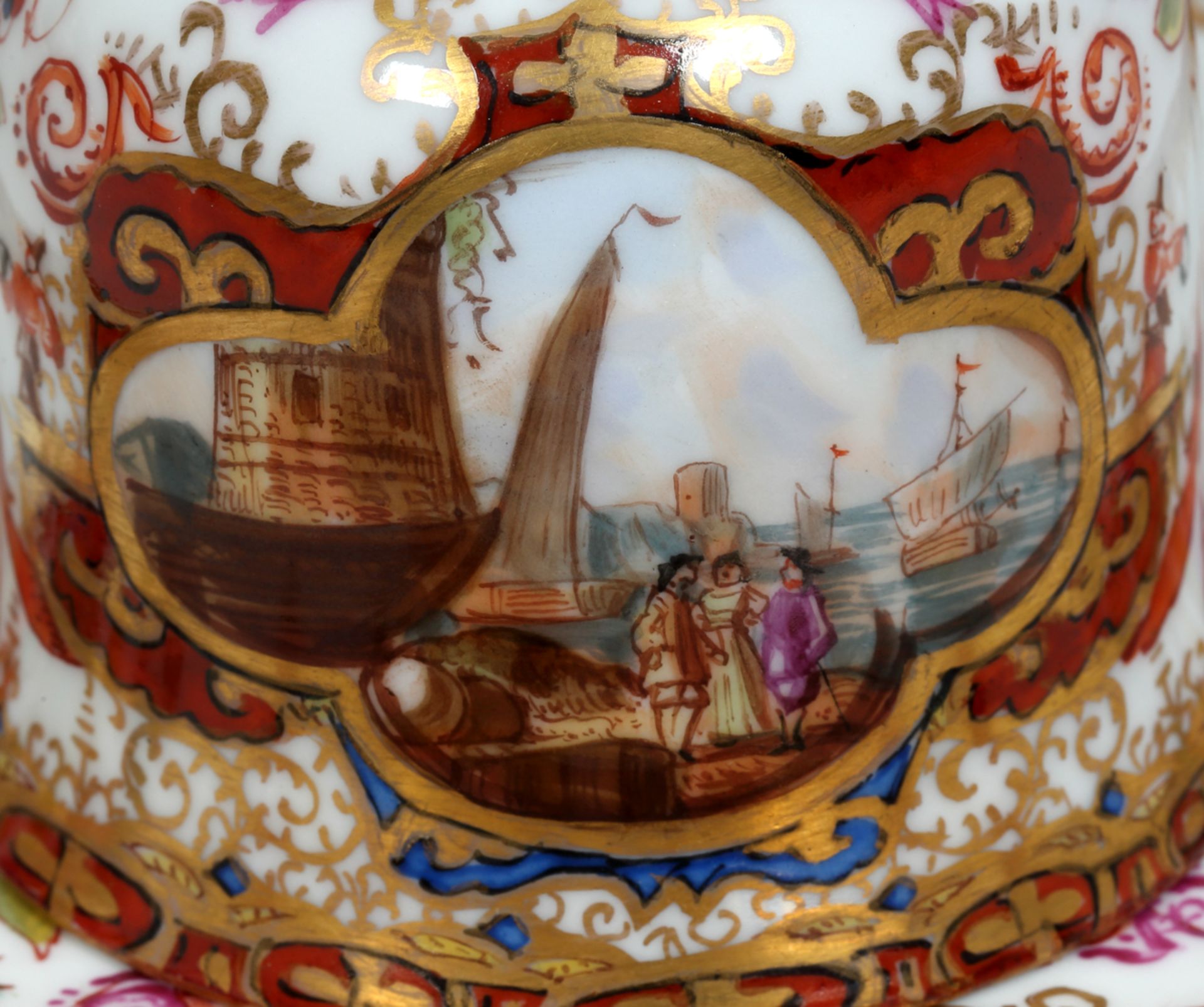 Porzellan-Tischglocke mit Unterteller, Sachsen, wohl 19. Jh. - Bild 3 aus 4