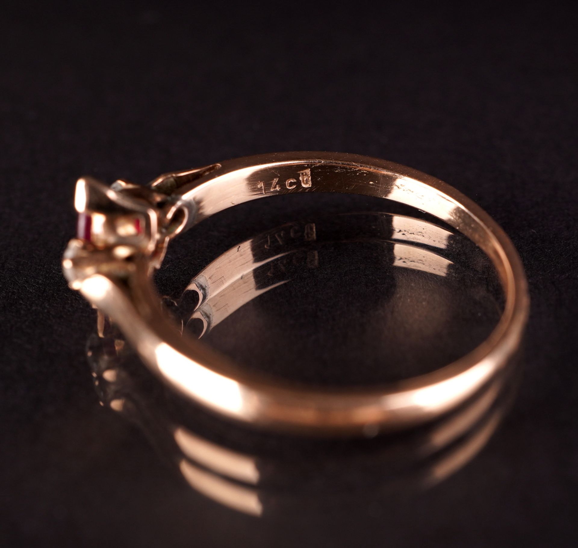 Ring mit Rubin und Diamant, GG 585 - Bild 4 aus 4