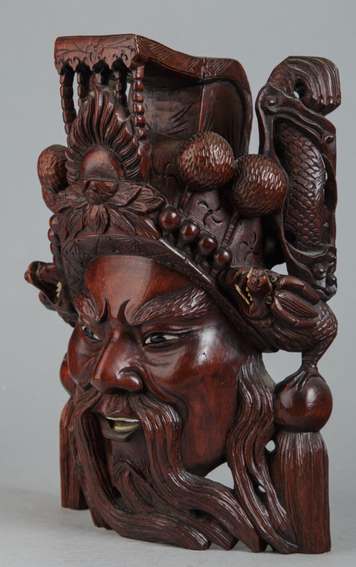 Maske der Daoistischen Gottheit 'Long-Wang' (Drachen-König), China, M. 20. Jh. - Bild 2 aus 5