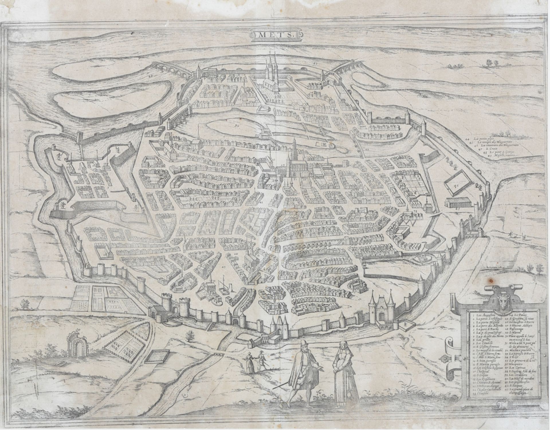 Gesamtansicht der Stadt Metz aus halber Vogelschau, nach 1557 - Image 2 of 4