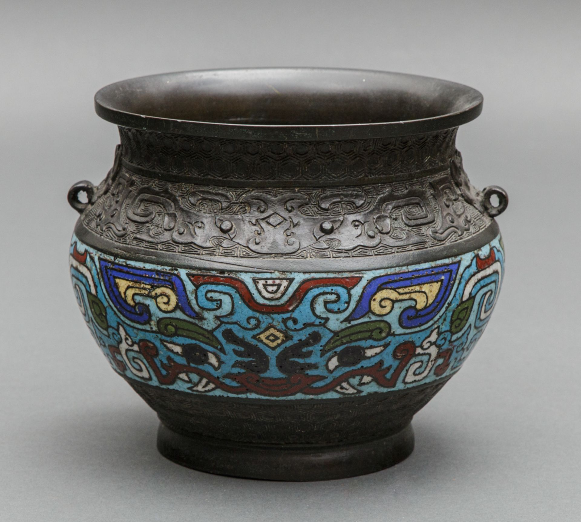 Champlevé Emaille Cachepot, China, um 1900