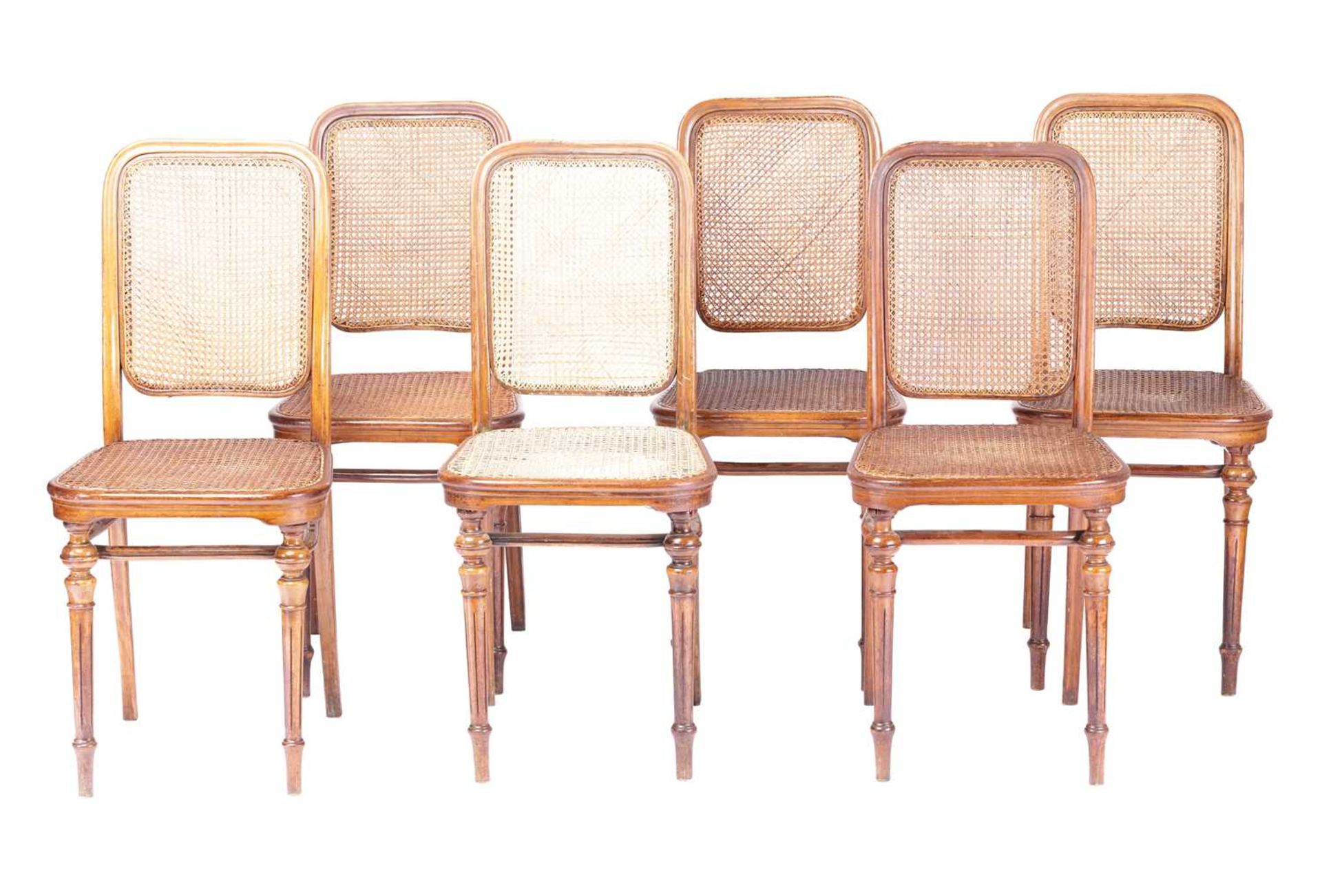Gerbruder Thonet; Chair 436(variant) a set of six beechwood chairs, based on the chair designed in