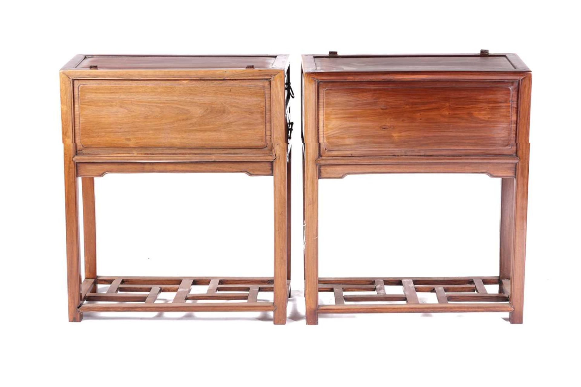 A Chinese Hongmu colonial pedestal desk, probably early 20th century, the modular construction - Image 9 of 9