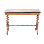 A Victorian marquetry inlaid walnut rectangular end table, the broad crossbanded top with a border