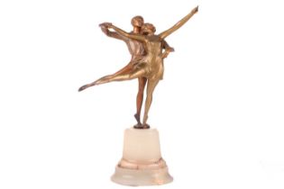 Bruno Zach (1891 - 1935), A pair of dancers, signed B. Zach on the base, patinated bronze on a