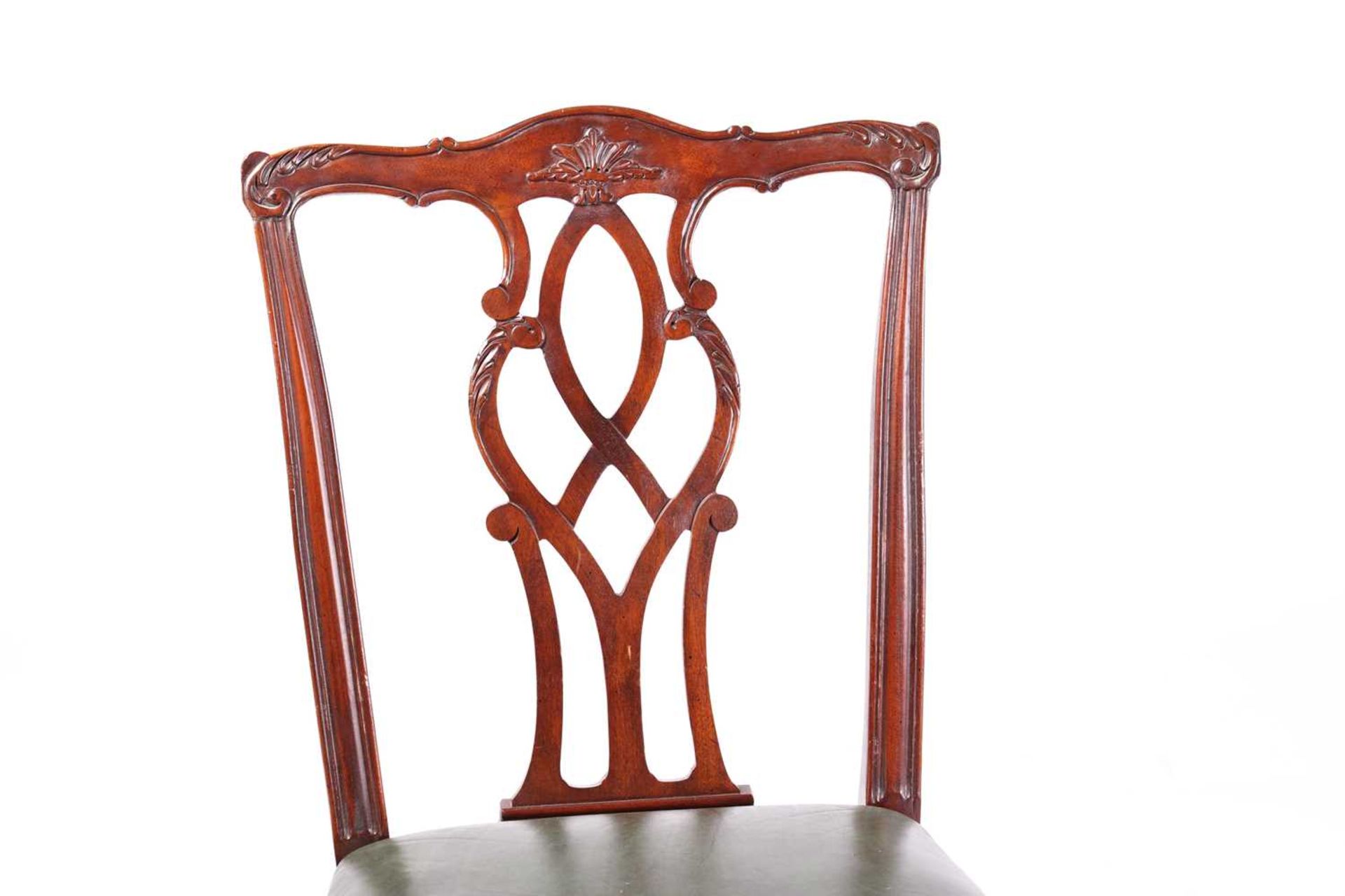 Four George III-style mahogany dining chairs, twentieth century above stuff over close nailed hide - Image 6 of 6