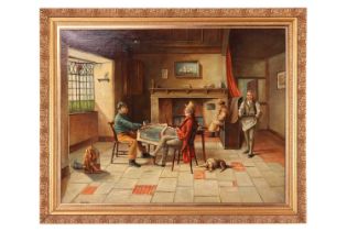 Brian Coole (1939 - 2022), Interior Inn scene, signed, oil on canvas, 57.5 x 53 cm, framed 66.5 x 82