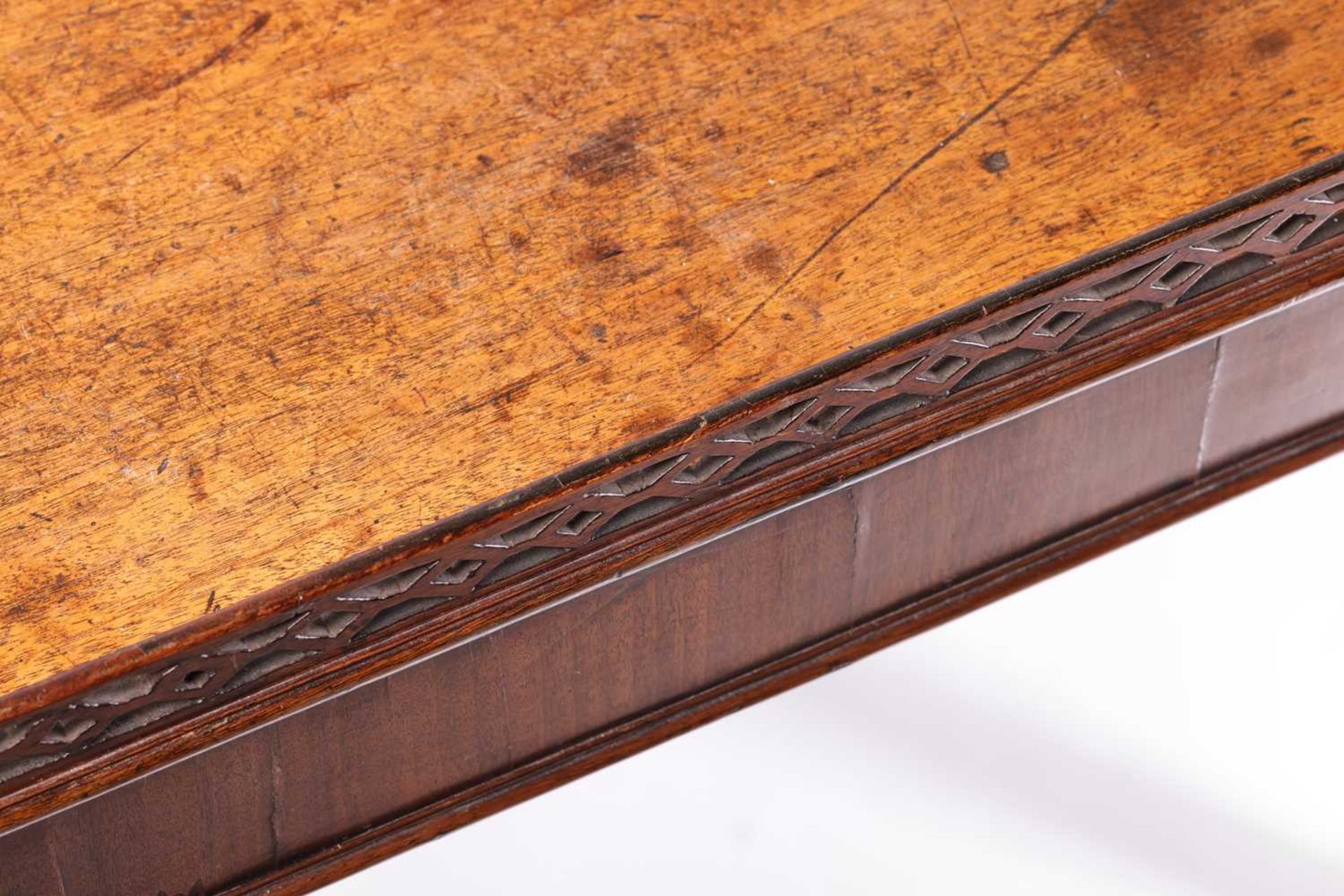 A George III mahogany rectangular silver table with a pierced gallery top and corner brackets, on - Image 10 of 16