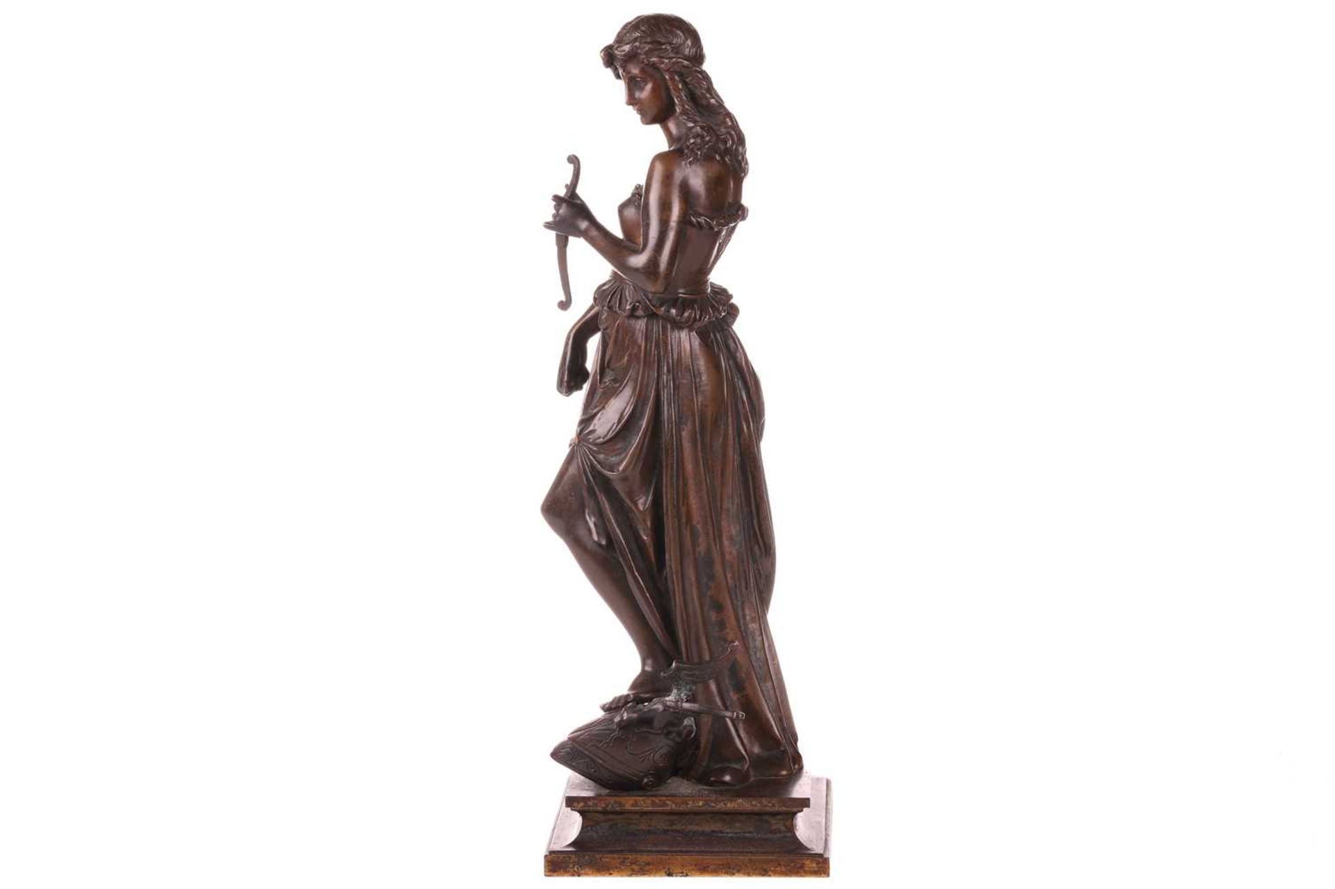 Léon Pilet (1840 - 1916), Figure of Antiope standing on arrows and helmet, signed and inscribed on - Image 4 of 8