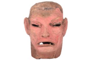 An original over-sized papier mache mask/head, modelled as Frankenstein's monster, used as a stage