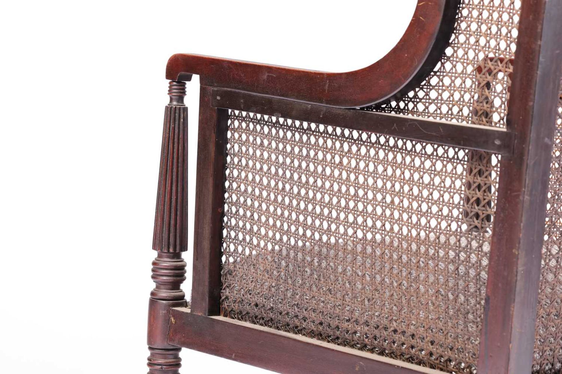 A 19th-century bergère library chair with cluster column front legs, 58 cm wide x 65 cm deep x 97 cm - Image 5 of 16