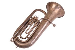 A cased Boosey & Co 'British Standard' large B Flat tuba, serial number 113182, from the