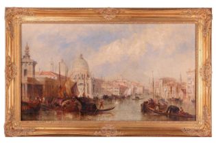 Jane Vivian (fl.1869 - 1877), The Grand Canal and the Basilica di Santa Maria, Venice, signed, oil