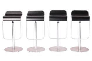 A set of four Lapalma (Italy) Lem height-adjustable stools with black fenix seat, 80 cm x 35.5 cm