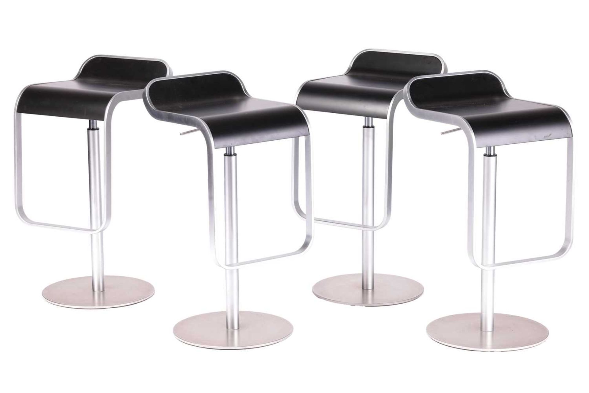 A set of four Lapalma (Italy) Lem height-adjustable stools with black fenix seat, 80 cm x 35.5 cm - Image 2 of 4