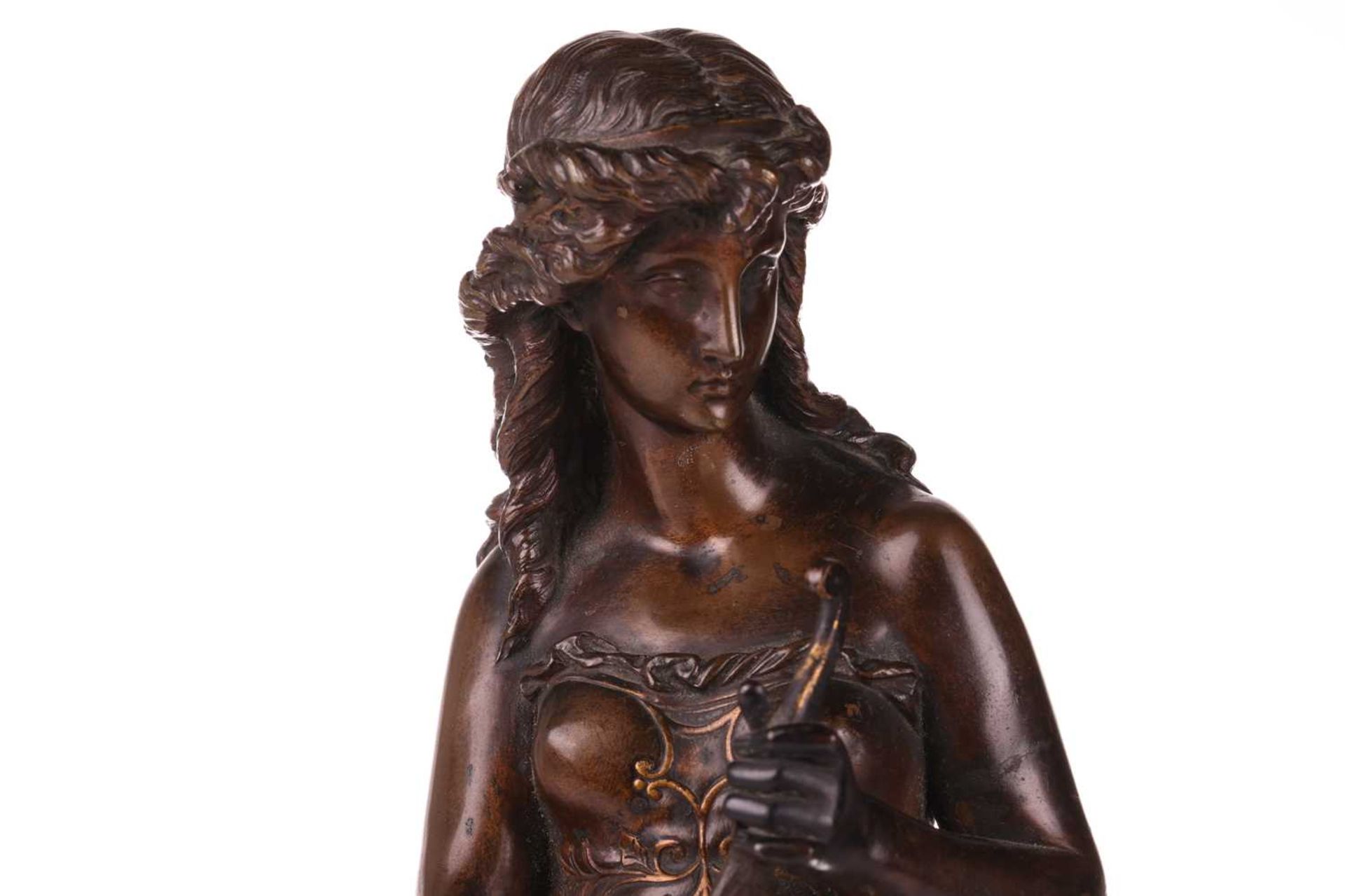 Léon Pilet (1840 - 1916), Figure of Antiope standing on arrows and helmet, signed and inscribed on - Image 5 of 8
