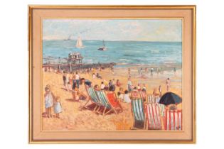 John Anthony Ash (1932 - 1999), Beach scene, signed, oil on canvas, 60.5 x 76 cm, framed 74 x 89 cm