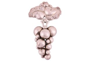 Georg Jensen - 'Moonlight grapes' brooch, repoussé and chased in a botryoidal cluster imitating a