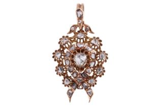 A late 19th-century diamond set guirlande pendant, with rose cut diamonds in a close foiled-back