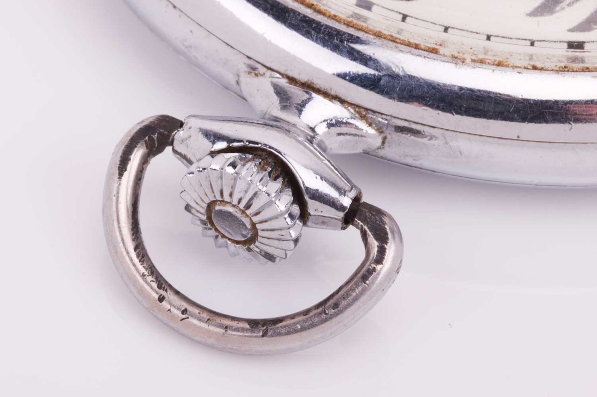 An Omega open-face pocket watch, featuring a keyless wound movement calibre 960 in a steel case - Image 4 of 4