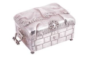 A late 19th Century Russian trompe l'oeil silver casket box retailed by Ivan Khlebnikov. Of