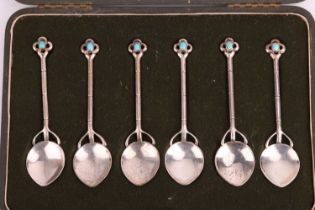 An Edwardian set of six silver coffee spoons by Liberty & Co Ltd, the bamboo-style handles leading