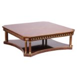 A 20th century large Louis XVI-style cantered square center coffee table, with a central marquetry
