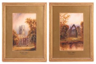 Thomas Dudley (1857 - 1935), Fountains Abbey and Bolton Abbey - a pair, signed and inscribed,