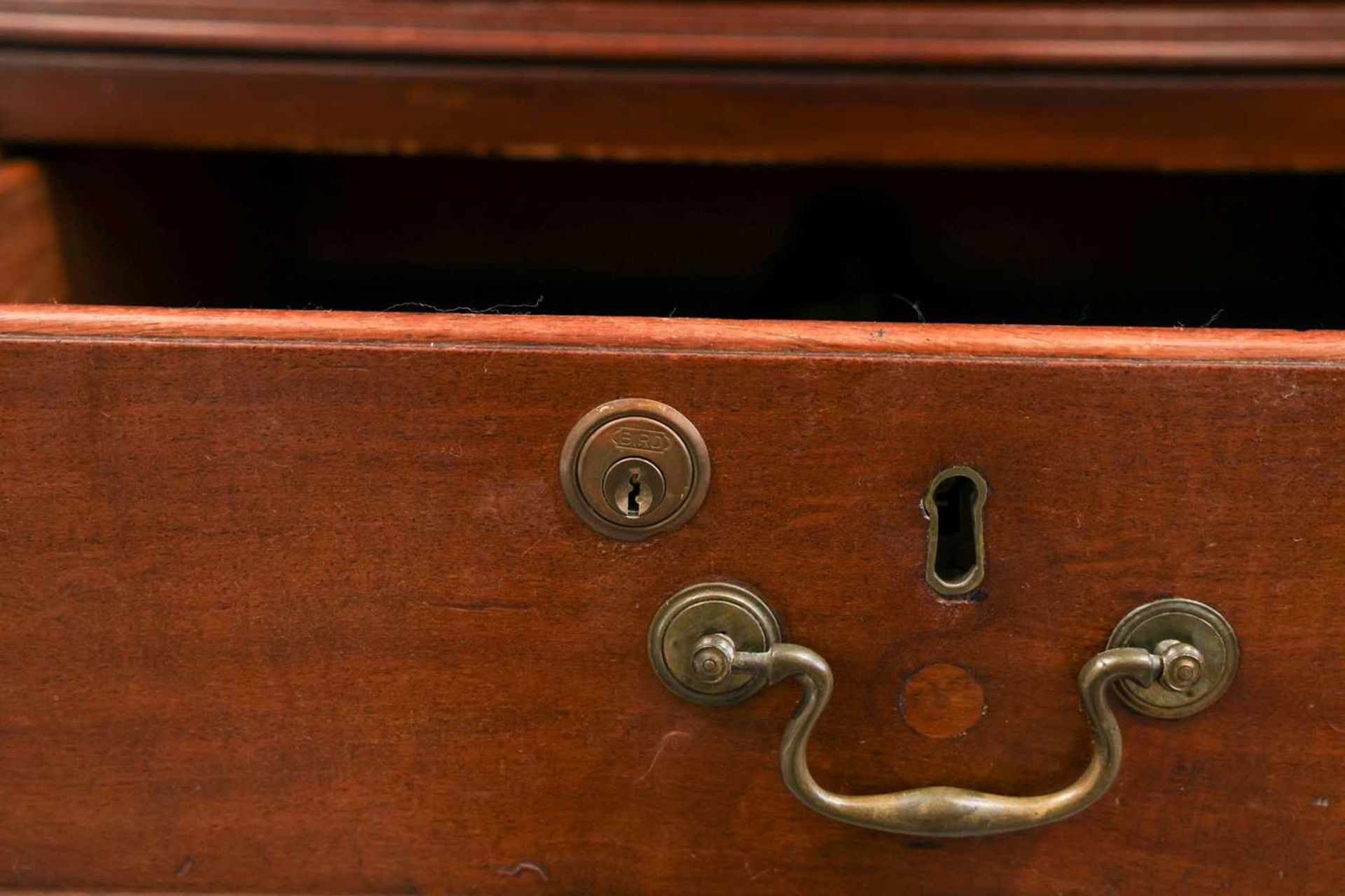 A George III mahogany chest on chest with canted and fluted corners, the upper carcass with three - Image 4 of 6