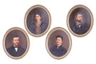 19th century British School, four oval bust-length portraits of ladies and gentlemen, unsigned,
