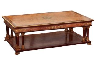 A 20th century Louis XVI style rectangular topped side table, with boss and anthemion inlaid top,