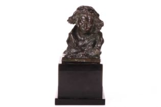 Naum Aronson (1872-1943), Ludwig van Beethoven, patinated bronze bust, signed and dated 1905, 18cm