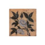 A 19th-century stoneware tile, probably by Martin Brothers (unsigned), with incised floral