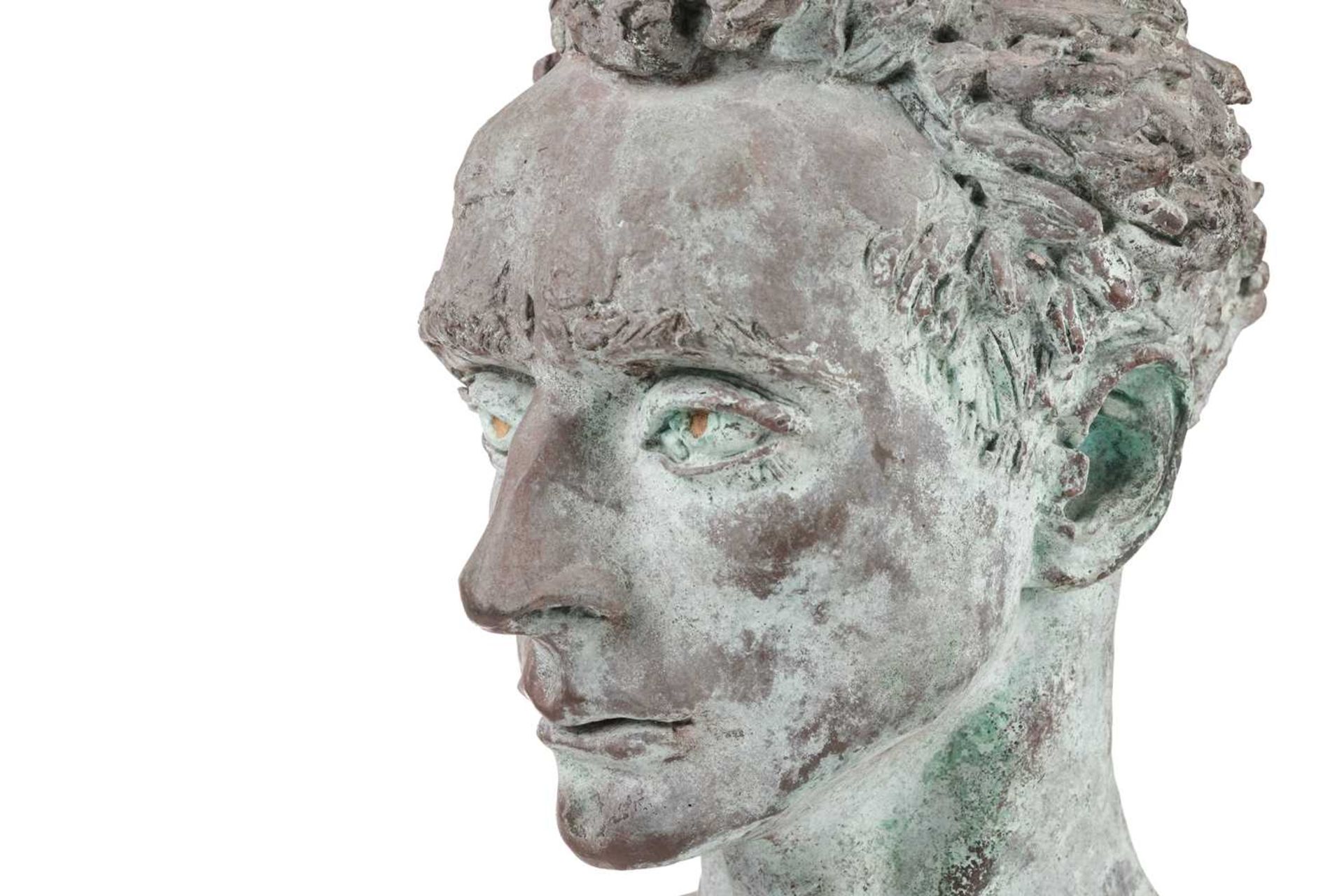 Sir Jacob Epstein (1880-1959), Bust of The Honourable Wynne Godley, green patinated bronze, 52 cm - Image 4 of 7