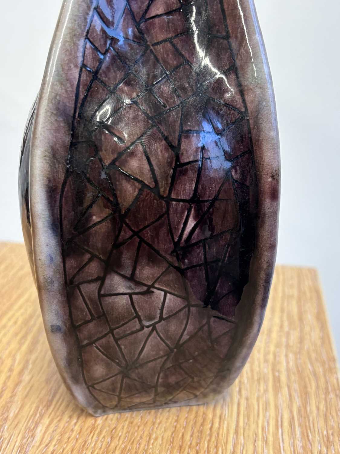 Clement Martin for Martin Brothers, a purple-glazed vase of shaped, square form, 'cracked ice' - Image 10 of 12