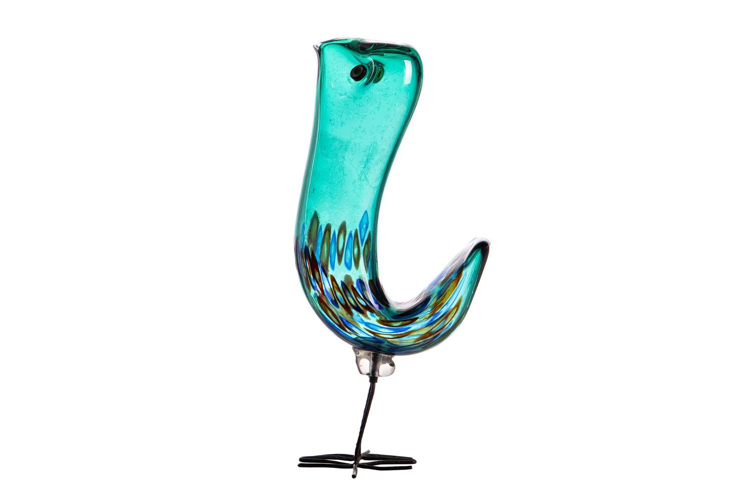 A 'Pulcino' Murano glass bird, designed by Alessandro Pianon for Murano, in green and coloured glass - Image 4 of 10