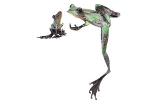 Tim 'Frogman' Cotterill (b.1950): a large bronze and enamelled model of a frog, designed to sit on