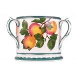 A large Wemyss pottery tyg decorated with apples, early 20th century, impressed mark to base with '