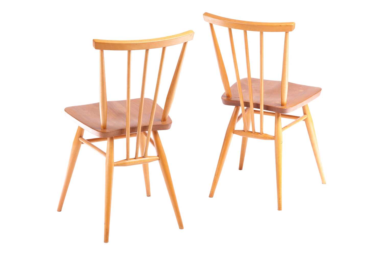 Set of six Ercol beech and elm All Purpose (391) design dining chairs, each stamped with Kite Mark - Image 12 of 16