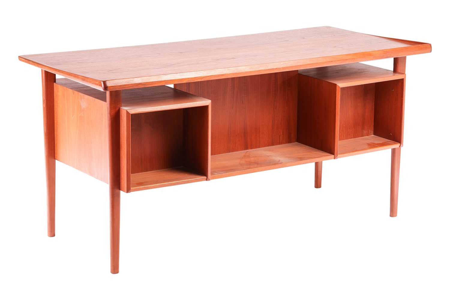 Probably Peter Lovig for Hedensted Mobelfabrik, a 'Mid Century Vintage' teakwood desk with three - Image 7 of 8