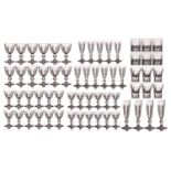 A large suite of Baccarat Harcourt pattern glassware, comprising champagne flutes, red wine glasses,